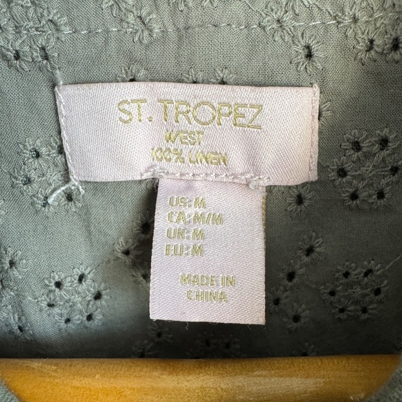 St. Tropez Women's 100% Linen Front Zip Vest with Hood Gray M Lagenlook Festival - Picture 2 of 13